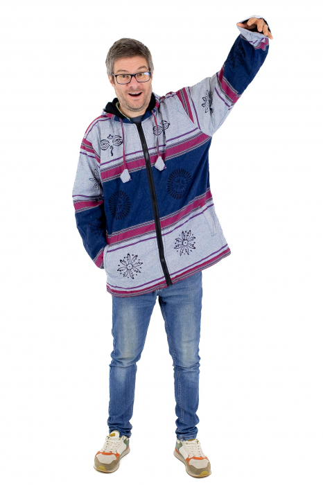 Jacheta unisex shyama din bumbac si polar - Albastru [5]