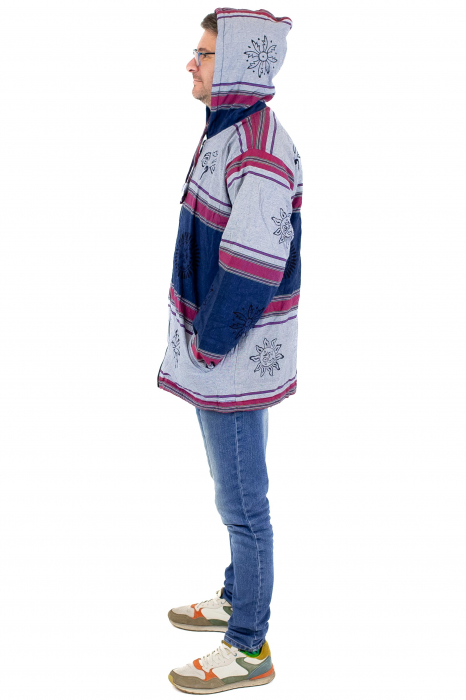 Jacheta unisex shyama din bumbac si polar - Albastru [3]