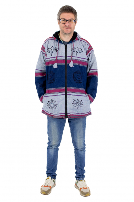 Jacheta unisex shyama din bumbac si polar - Albastru [2]