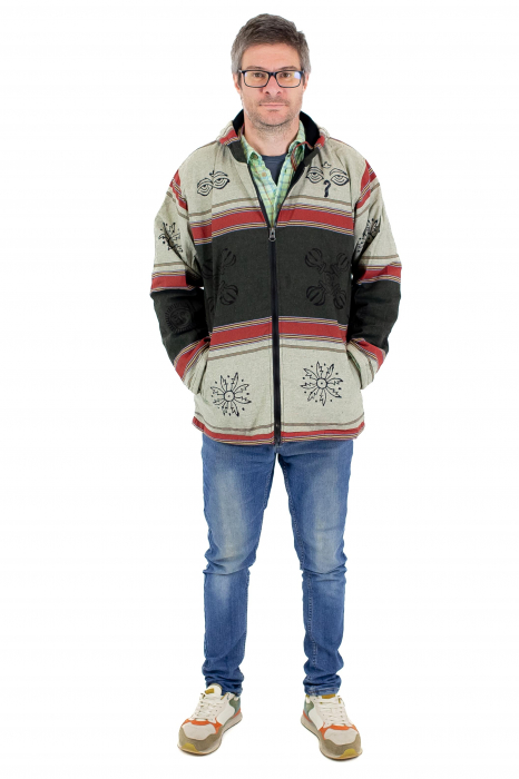 Jacheta unisex shyama din bumbac si polar - Crem [2]