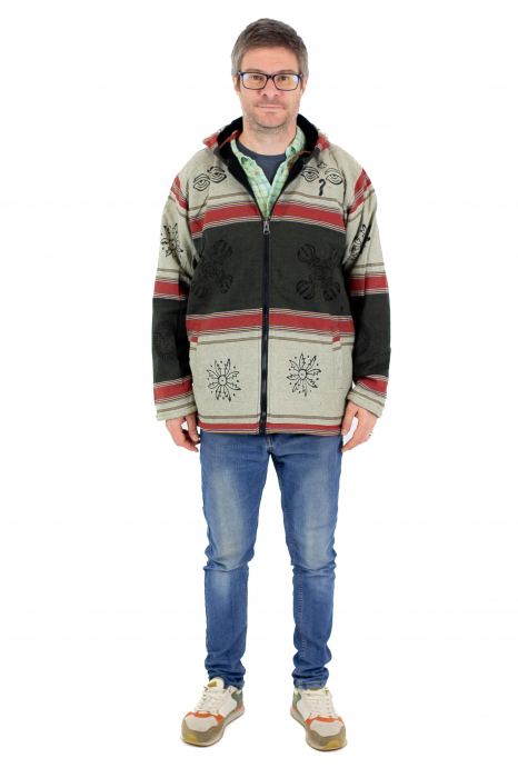Jacheta unisex shyama din bumbac si polar - Crem [6]