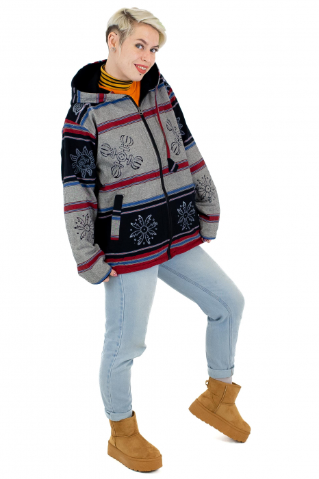 Jacheta unisex shyama din bumbac si polar - Gri [6]