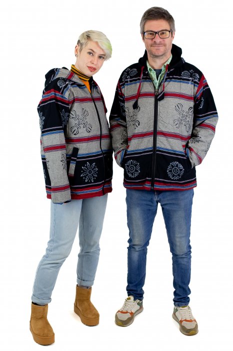 Jacheta unisex shyama din bumbac si polar - Gri [5]