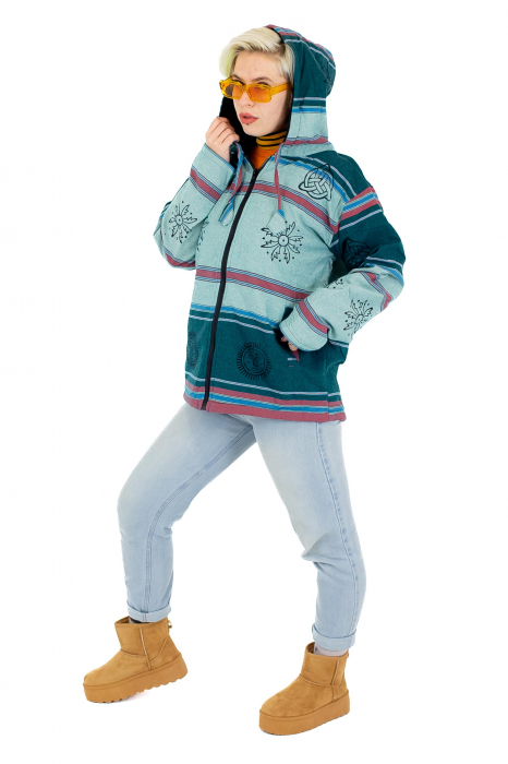 Jacheta unisex shyama din bumbac si polar - Menta [8]
