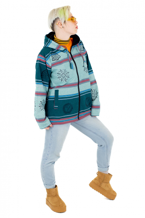 Jacheta unisex shyama din bumbac si polar - Menta [5]