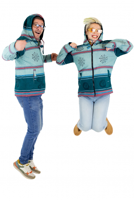 Jacheta unisex shyama din bumbac si polar - Menta [10]