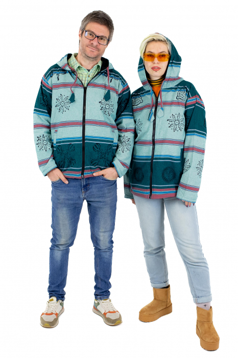 Jacheta unisex shyama din bumbac si polar - Menta [4]