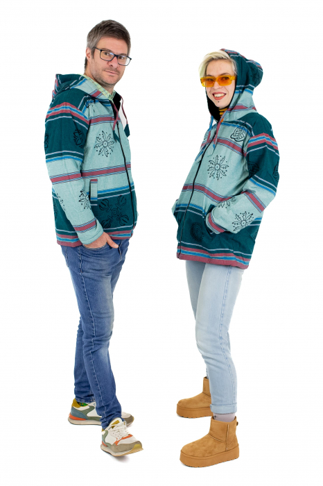 Jacheta unisex shyama din bumbac si polar - Menta [6]