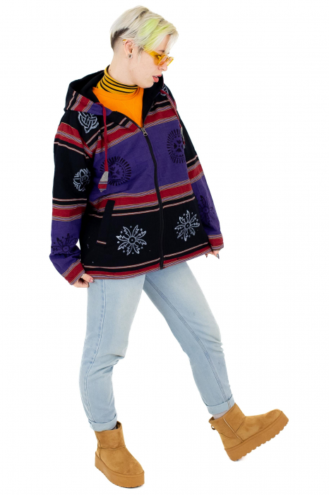 Jacheta unisex shyama din bumbac si polar - Mov [4]