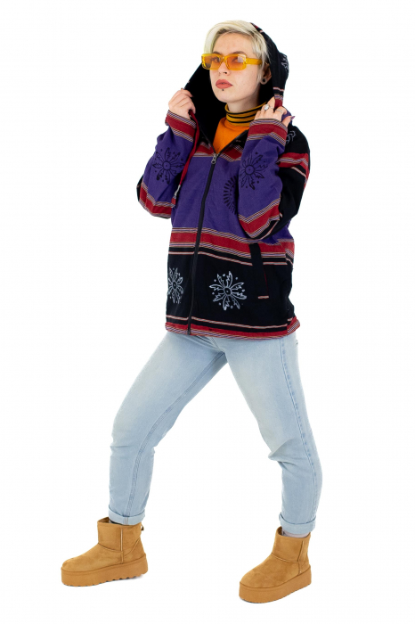 Jacheta unisex shyama din bumbac si polar - Mov [3]