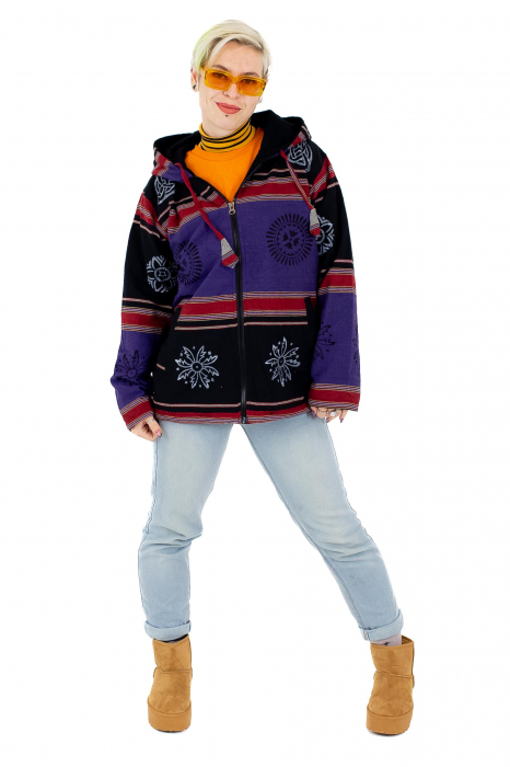 Jacheta unisex shyama din bumbac si polar - Mov [2]