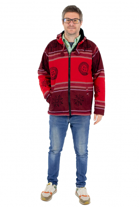 Jacheta unisex shyama din bumbac si polar - Rosu [2]