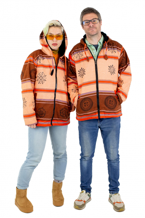 Jacheta unisex shyama din bumbac si polar - Somon [4]