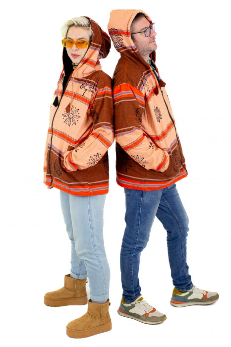 Jacheta unisex shyama din bumbac si polar - Somon [7]