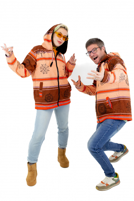 Jacheta unisex shyama din bumbac si polar - Somon [8]