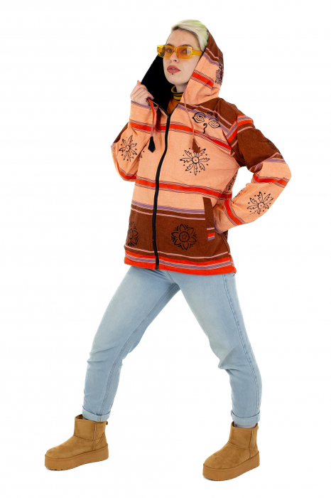 Jacheta unisex shyama din bumbac si polar - Somon [5]