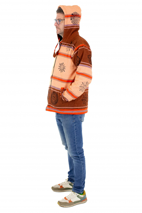 Jacheta unisex shyama din bumbac si polar - Somon [10]