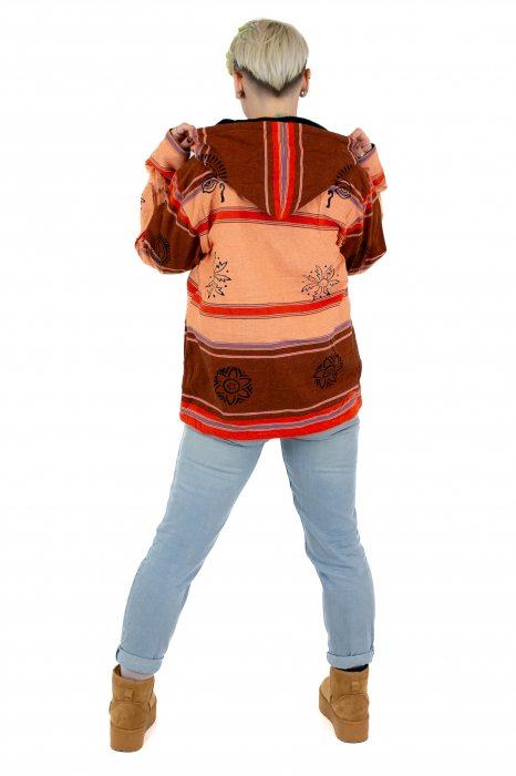 Jacheta unisex shyama din bumbac si polar - Somon [6]