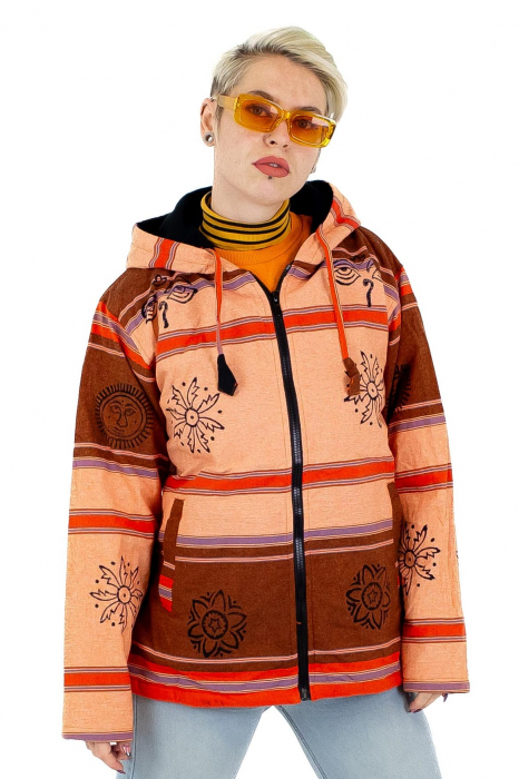 Jacheta unisex shyama din bumbac si polar - Somon [2]