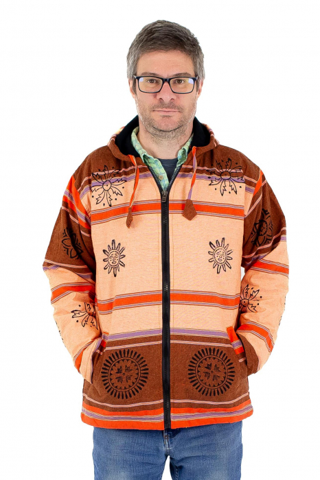 Jacheta unisex shyama din bumbac si polar - Somon [3]