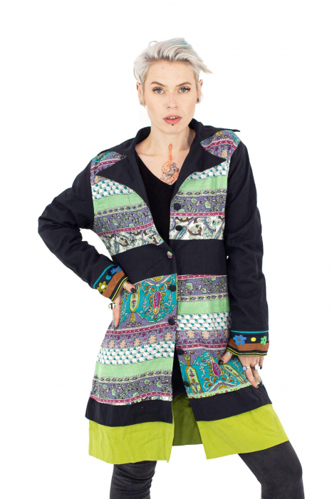 Jacheta vintage cu print floral - Multicolor [1]