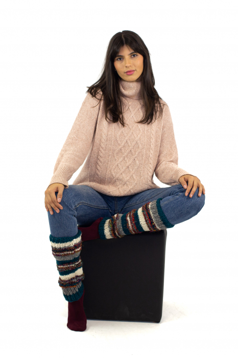 Jambiere din lana captusite cu polar - Verde [2]