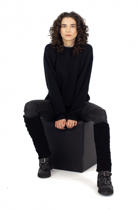 Jambiere din lana intr-o culoare - Negru [3]