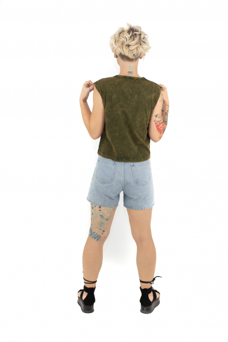 Maiou cu print lotus - Khaki [4]