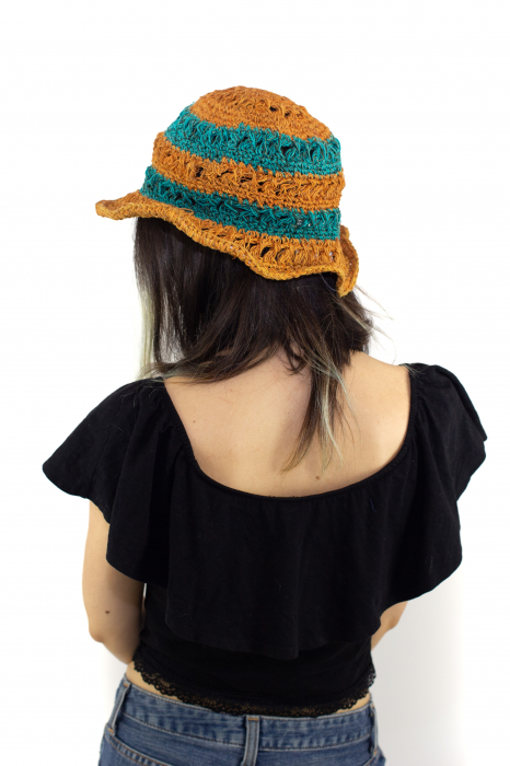 Palarie din canepa cu cercuri - Verde si Mustar [2]