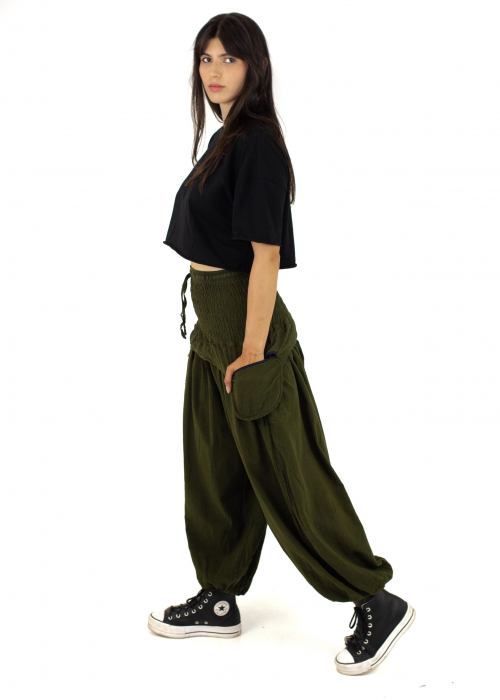 Pantaloni baggy cu buzunare supradimensionate - Verde [2]