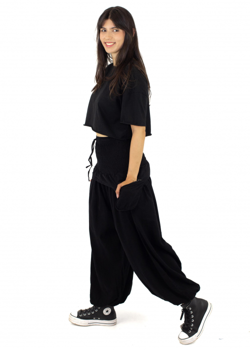 Pantaloni baggy cu buzunare supradimensionate - Negru [2]
