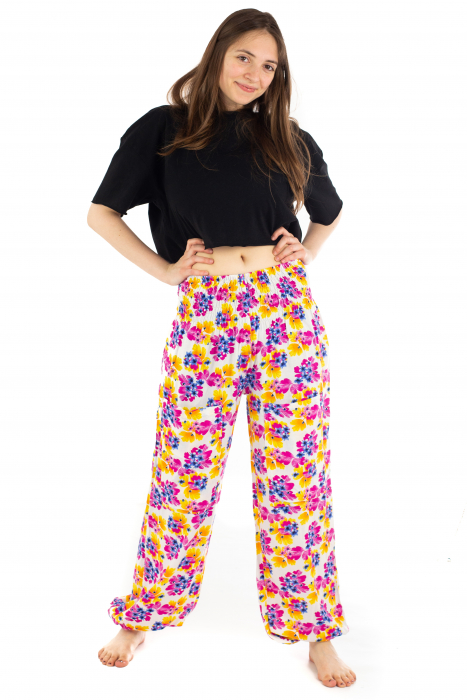 Pantaloni cu banda elastica - Painted Flowers [2]