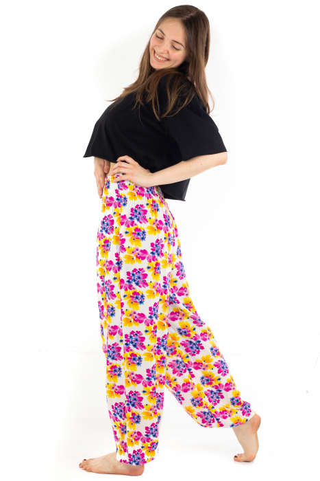 Pantaloni cu banda elastica - Painted Flowers [3]