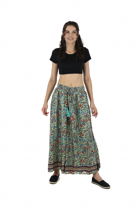 Pantaloni cu croi lejer din material fluid si fir auriu - Model 22 [2]