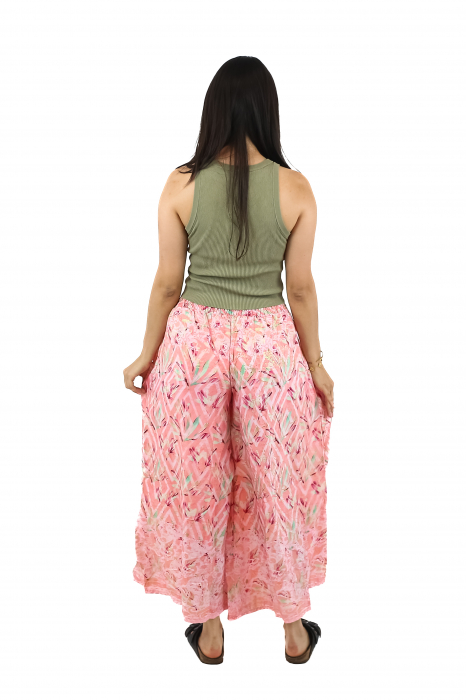 Pantaloni cu croi lejer din material fluid si fir auriu - Model 12 [5]