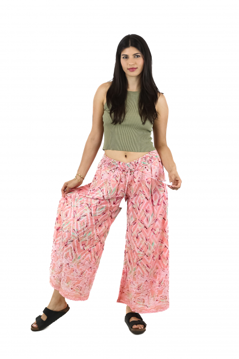 Pantaloni cu croi lejer din material fluid si fir auriu - Model 12 [4]