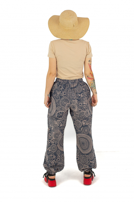 Pantaloni cu print Mandala all over- Petrol [4]