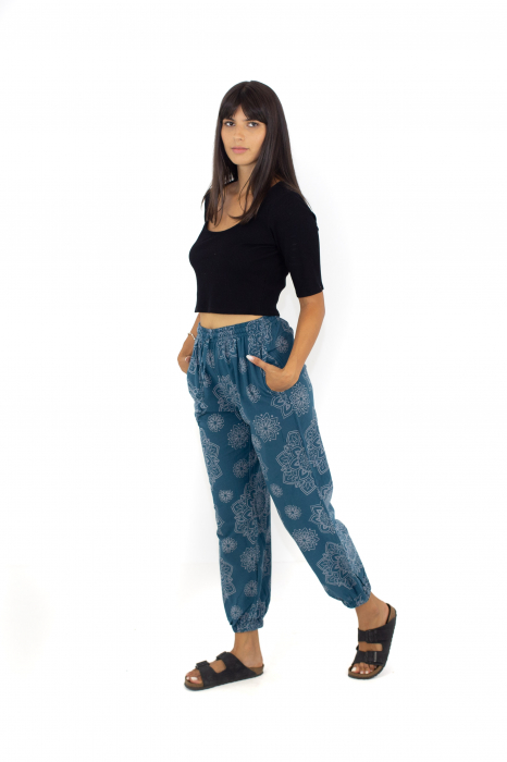 Pantaloni cu print Mandala - Petrol [3]