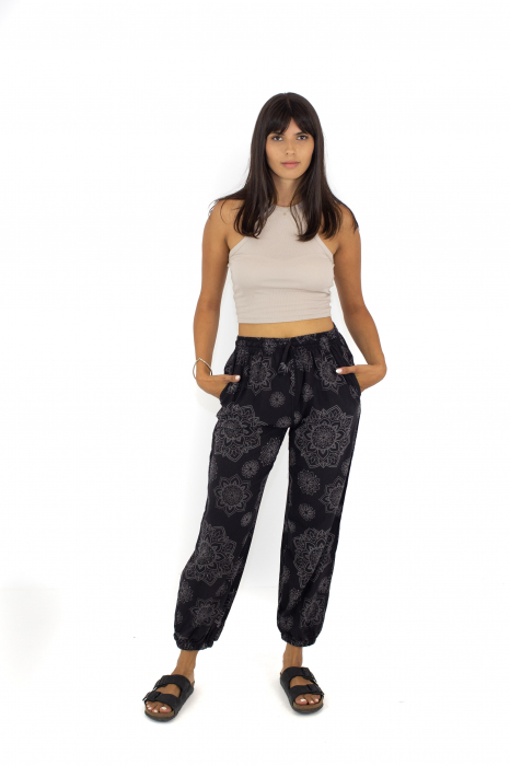 Pantaloni cu print Mandala - Petrol [2]