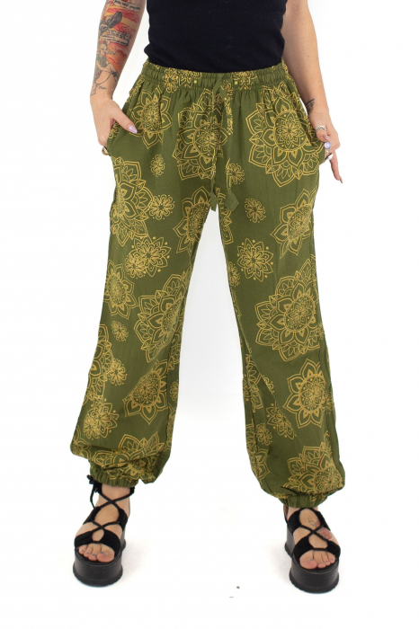 Pantaloni cu print Mandala - Petrol [1]
