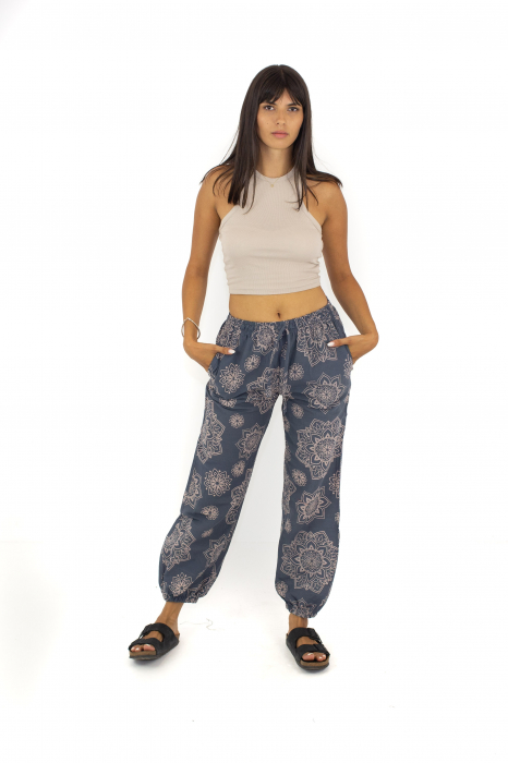 Pantaloni cu print Mandala - Petrol [2]