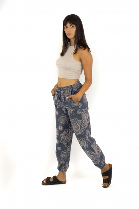 Pantaloni cu print Mandala - Petrol [3]
