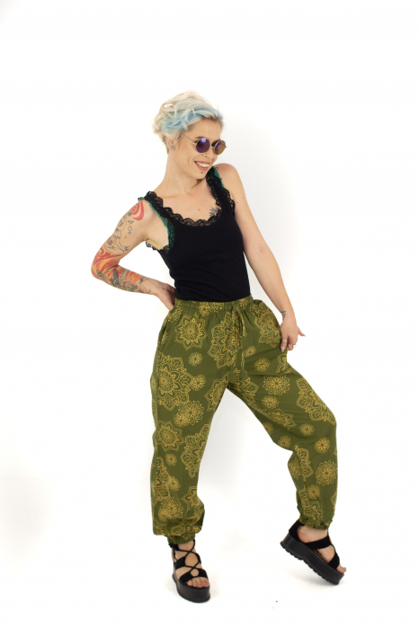 Pantaloni cu print Mandala - Petrol [3]
