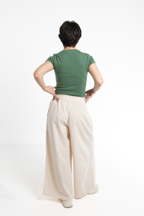 Pantaloni Culottes din Bumbac cu Bandă Elastica in Talie si Buzunare Laterale [5]