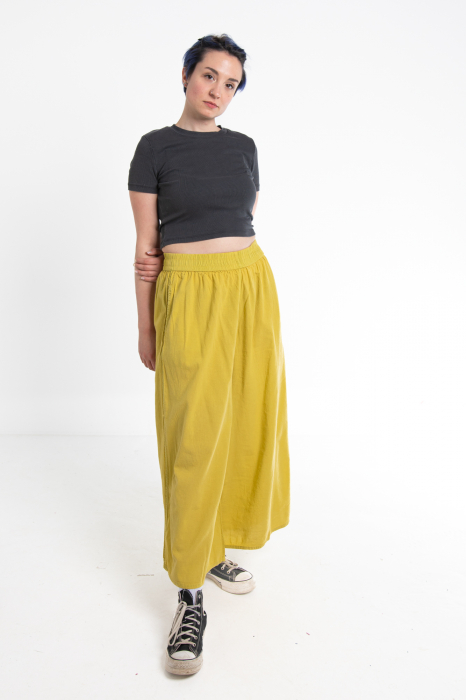 Pantaloni Culottes din Bumbac cu Bandă Elastica in Talie si Buzunare Laterale [3]