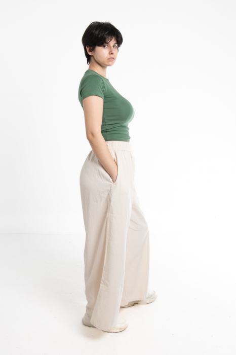 Pantaloni Culottes din Bumbac cu Bandă Elastica in Talie si Buzunare Laterale [3]