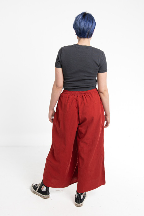 Pantaloni Culottes din Bumbac cu Bandă Elastica in Talie si Buzunare Laterale [5]
