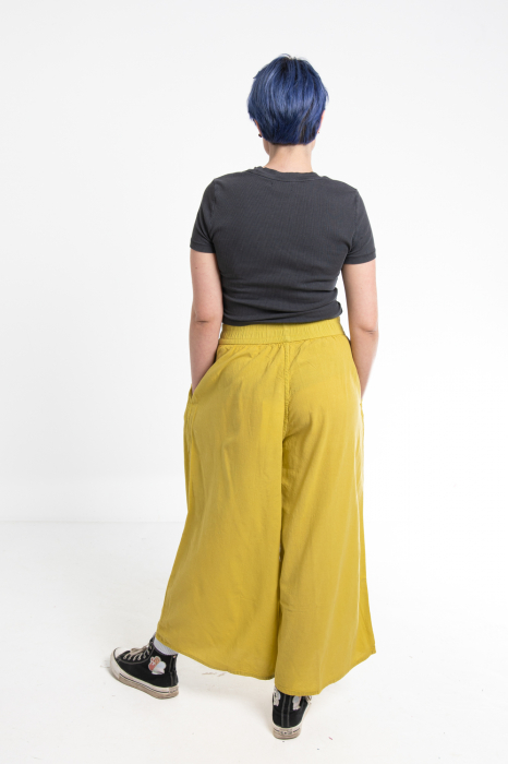 Pantaloni Culottes din Bumbac cu Bandă Elastica in Talie si Buzunare Laterale [5]