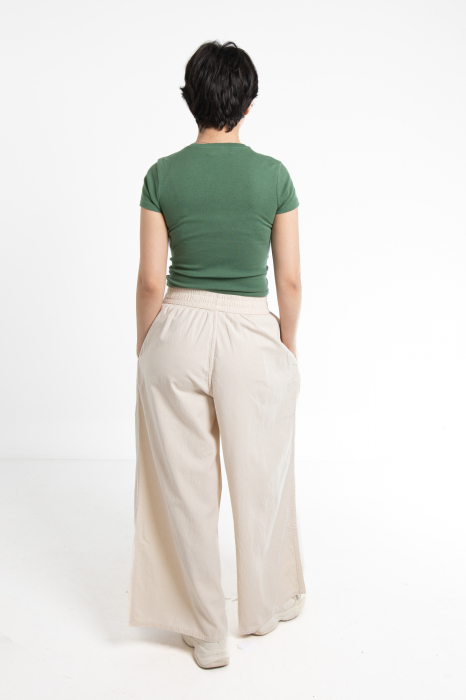 Pantaloni Culottes din Bumbac cu Bandă Elastica in Talie si Buzunare Laterale [4]