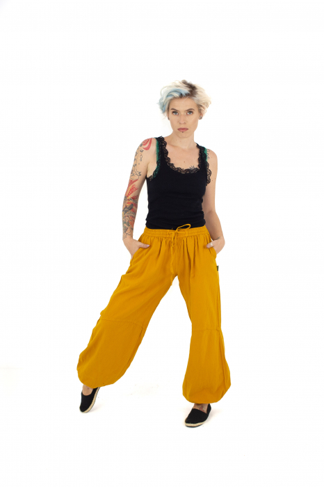 Pantaloni din bumbac cu doua buzunare - Khaki [5]